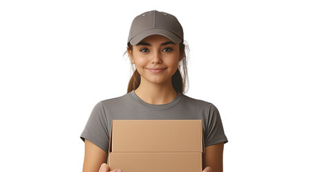 PNG, volunteer day, fundraising, girl volunteer, isolated on white background, generated by artificial intelligence, AI.の素材