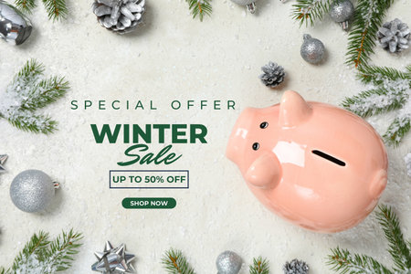 Christmas sale, Merry Christmas and Happy New Year shoppingの写真素材