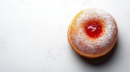 Hanukkah, donuts on the festive table, created using Generative AI technology.の素材