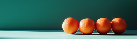 Tangerine, tangerines on a blue background, created by Generative AI technology.の素材