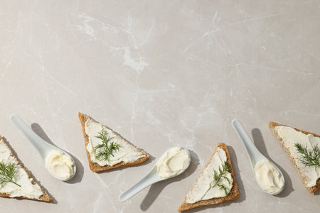 Sandwiches with Philadelphia cheese on a light background.の写真素材