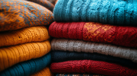 Knitted things, the texture of knitted things, created using Generative AI technology.の素材