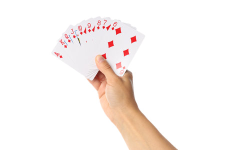 PNG,Playing cards in hand, isolated on white background