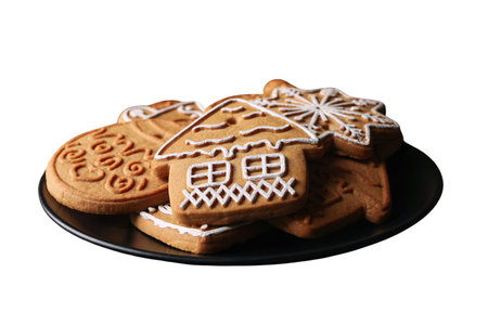 PNG, Christmas cookies, a set of cookies of different shapes, isolated on a white background.の写真素材