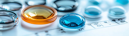 Contact lens, lenses in a case with liquid, created using Generative AI technology.の素材