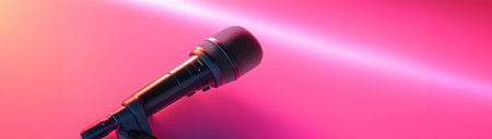 Ai. World Radio Day, a professional radio presenter microphone, created with Generative AI.の素材