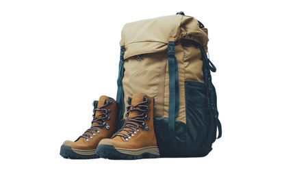 Tent adventure, outdoor activity, hike accessories, created with generative AI technology, PNGの素材