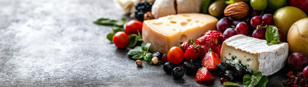 Cheese, different types of cheese, with space for text, created by Generative AI technology.の素材