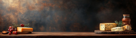 Cheese, on the table, created by Generative AI technology.の素材