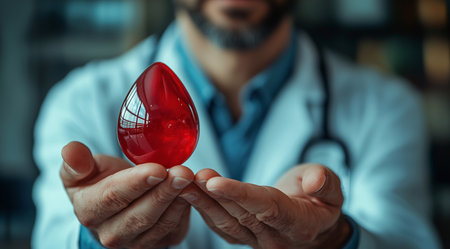 Blood Donor Month, a drop of blood, created with the help of Generative AI technology.の素材