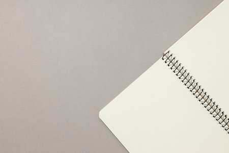 An open notebook lies on a light background