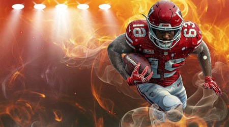 Super Bowl. American football, a portrait of a football player, created using Generative AI technology.の素材