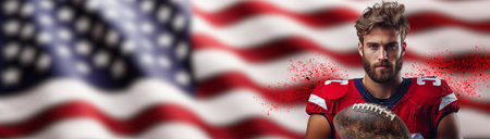 Super Bowl. American football, a portrait of a football player, created using Generative AI technology.の素材