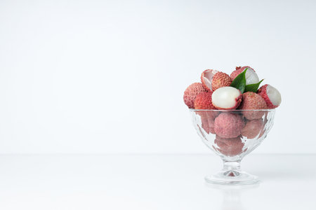 Lychee, concept of fresh and ripe exotic foodの写真素材
