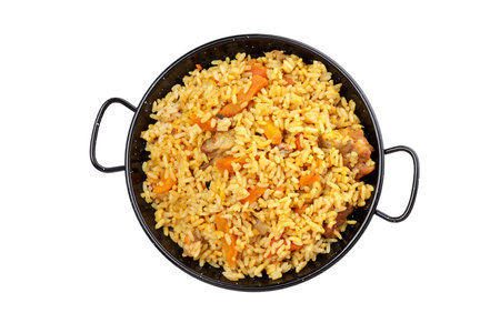PNG, plate with pilaf, isolated on white background.の写真素材
