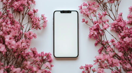 Gadget, a smartphone with space for text, created using Generative AI technology.の素材