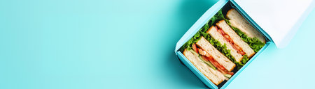 Sandwich, an appetizing sandwich on a blue background, created using Generative AI technology.の素材