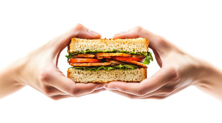 PNG, Sandwich, isolated on white background, generated by Generative AI technology.の素材