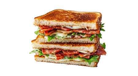 PNG, Sandwich, isolated on white background, generated by Generative AI technology.の素材