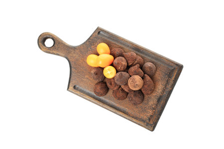 PNG, Chocolate kumquat truffles isolated on white backgroundの写真素材