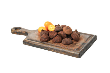PNG, Chocolate kumquat truffles isolated on white backgroundの写真素材