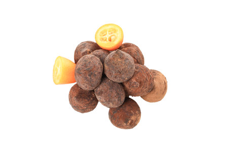 PNG, Chocolate kumquat truffles isolated on white backgroundの写真素材