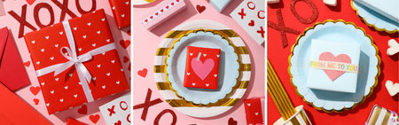 Valentine's Day, concept of preparing for the holiday, photo collage.