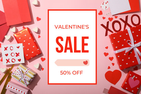 Valentine's Day, poster for the holiday of lovers.の写真素材