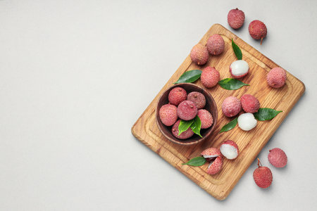 Lychee, concept of fresh and ripe exotic foodの写真素材