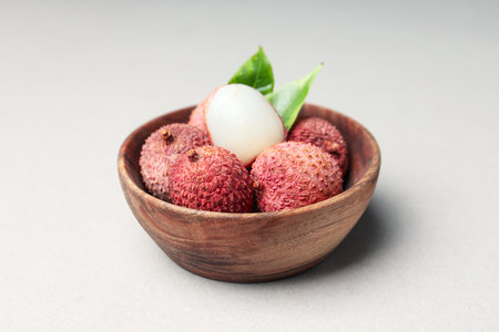 Lychee, concept of fresh and ripe exotic foodの写真素材