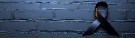 Funeral, grief, black ribbon, created with Generative AI technology.の素材