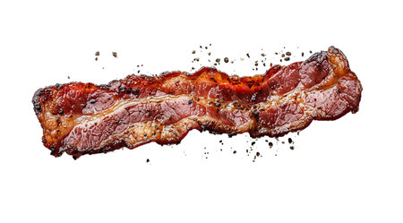 PNG, Burger ingredients, bacon, isolated on white background, created and generated by AI technology.の素材