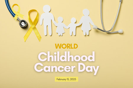 Childhood Cancer Day, a family figure with a stethoscope.の写真素材