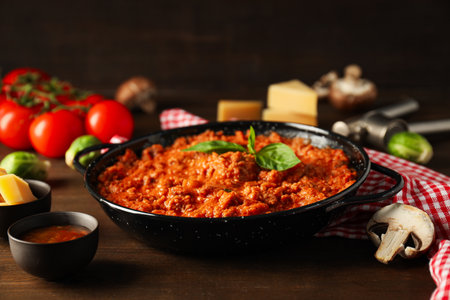 Bolognese sauce, concept of tasty and delicious foodの写真素材