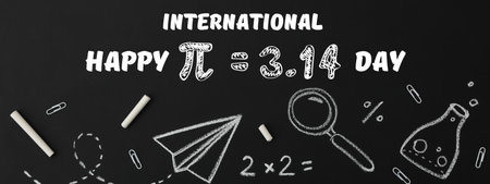 Pi day, school blackboard, for Pi day holiday.の写真素材