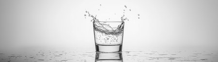 Glass with water on a white background, created with Generative AI technologyの写真素材