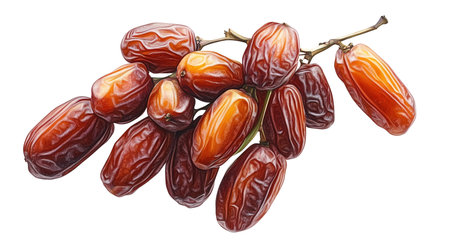 Dried dates on a branch close up, created with Generative AI technology, PNGの写真素材
