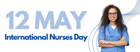 International Nurses Day, A nurse smiles confidently while celebrating her roleの写真素材