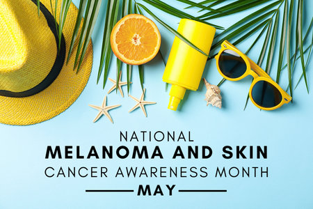 Bright postcard promotes melanoma awareness month and highlights skin protection