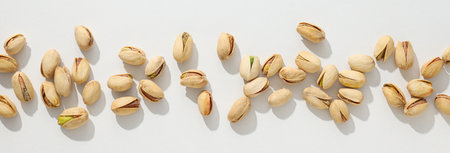 Pistachios in the shell, on a light background.