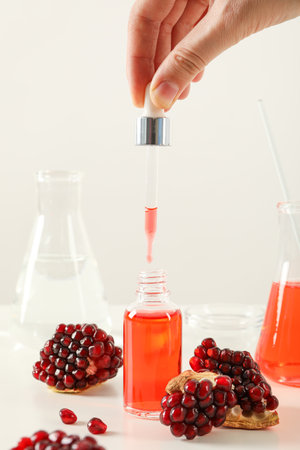 Self care and skincare products concept - pomegranate cosmeticsの写真素材