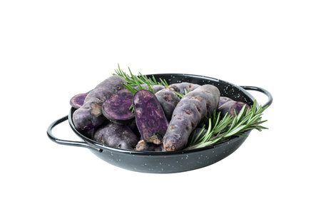 Purple potato vegetable, isolated on white backgroundの写真素材