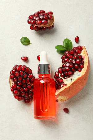 Self care and skincare products concept - pomegranate cosmeticsの写真素材