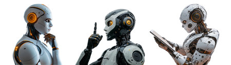 Robots showcase advanced technology and intelligent design, PNG, created with Generative AI