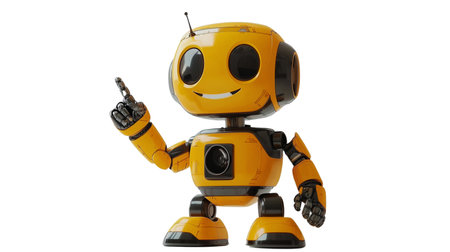 Cheerful robot with animated, intelligent expressions, PNG, created with Generative AI