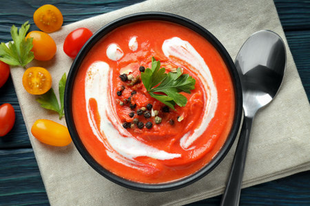 Tomato soup, concept of healthy food, healthy nutritionの写真素材