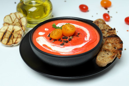 Tomato soup, concept of healthy food, healthy nutritionの写真素材