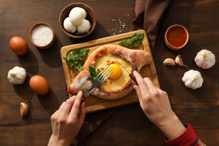 Khachapuri, concept of tasty food, tasty baking food