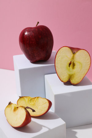 Red apple, concept of fresh and healthy foodの写真素材