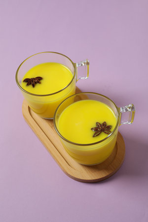 Moon or turmeric milk, concept of tasty drink